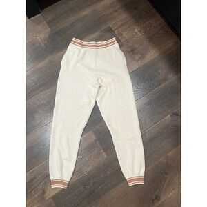 PINK Victoria's Secret‎ Velour Joggers Sweatpants Cream Brown Stripe Size S